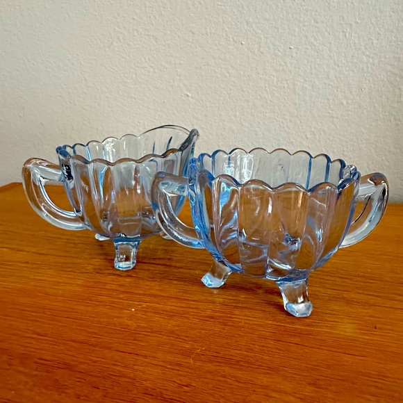 Imperial Glass Other - Imperial Glass - Ohio - Blue Pillar Flute Cream & Sugar